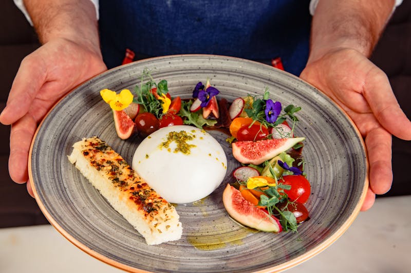 Burrata with heirloom tomatoes